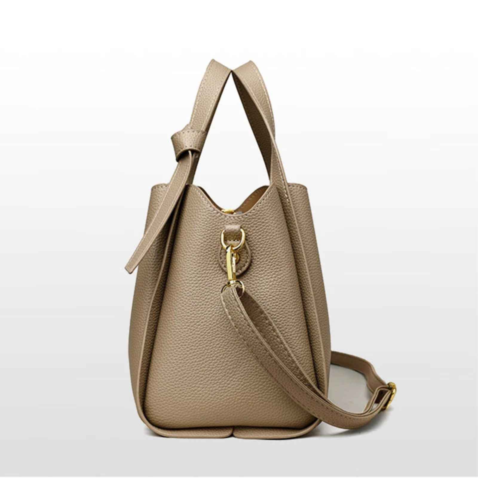 Bolso de hombro tipo cubo de cuero sintético suave