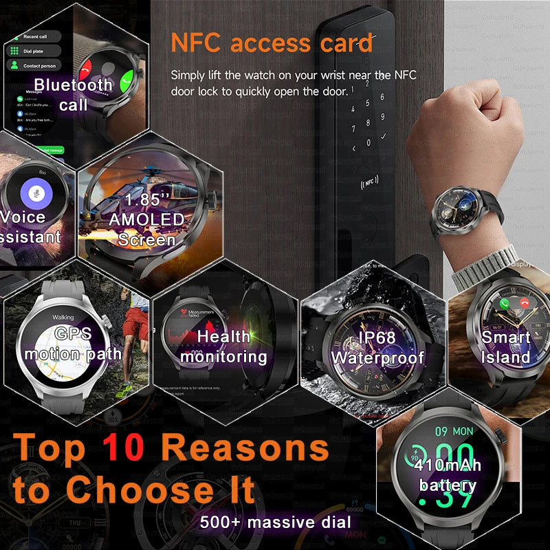 2025 Men's GPS Smartwatch with AMOLED & NFC