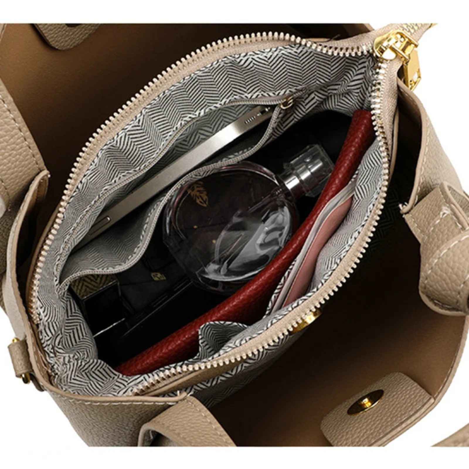Bolso de hombro tipo cubo de cuero sintético suave