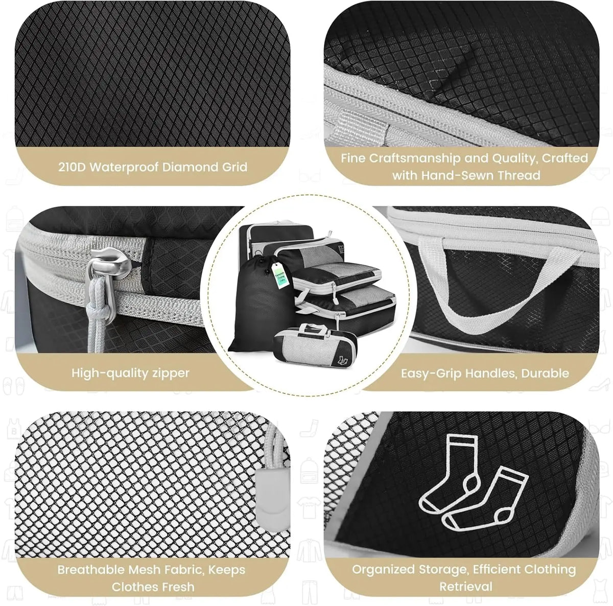 6-Piece Compression Packing Cube Set with Shoe Bag – product image 2