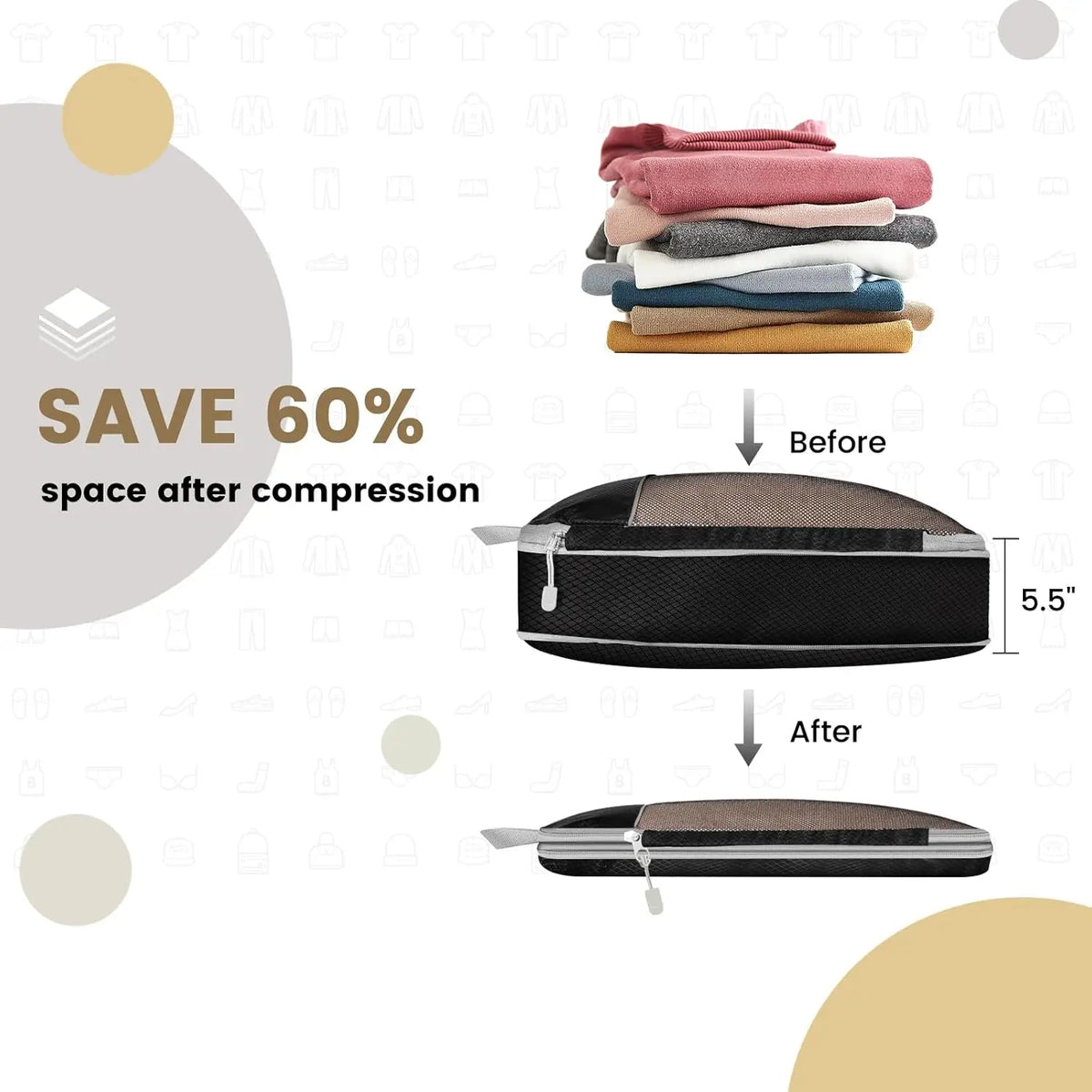 6-Piece Compression Packing Cube Set with Shoe Bag – product image 5