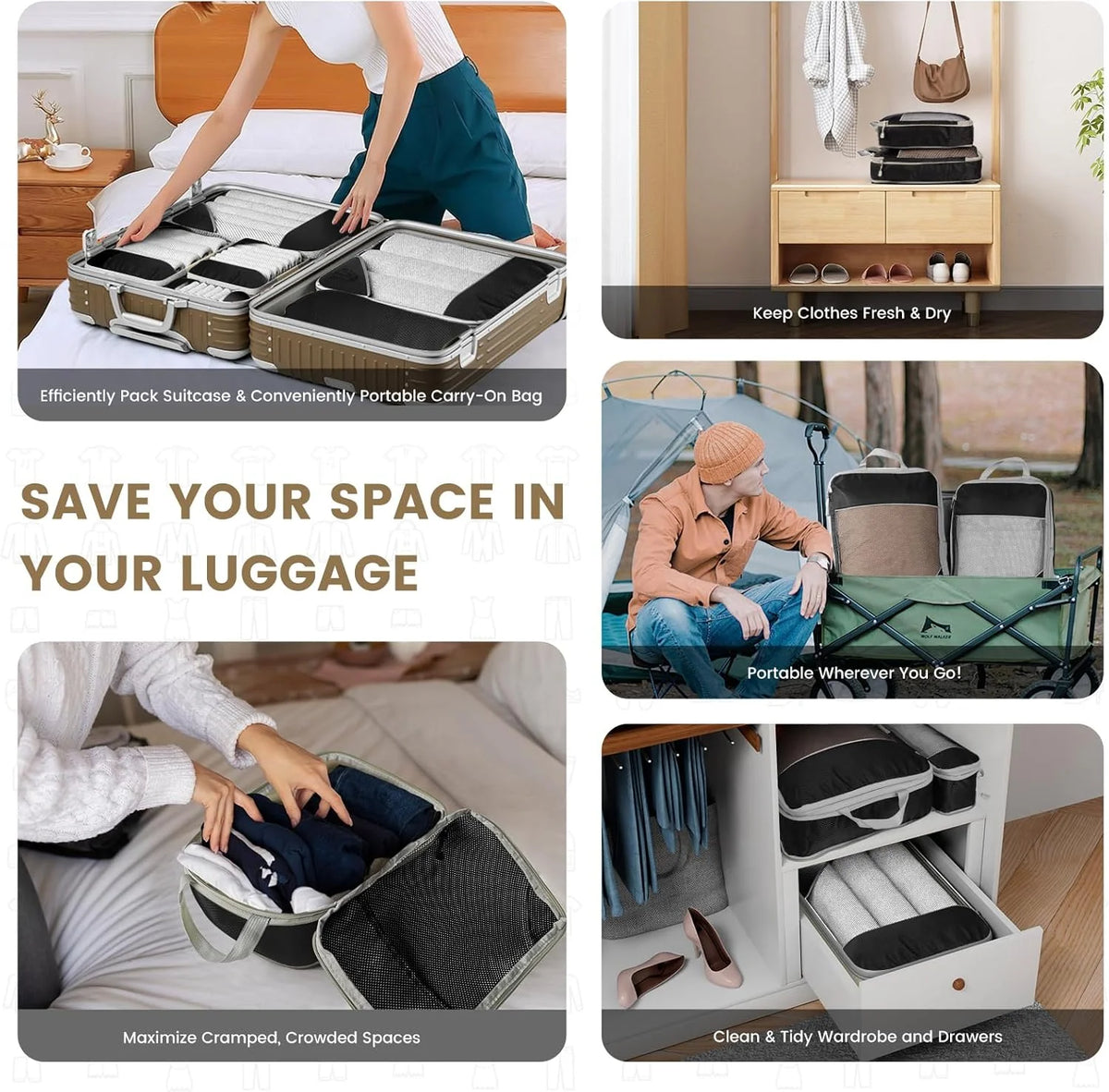 6-Piece Compression Packing Cube Set with Shoe Bag – product image 6