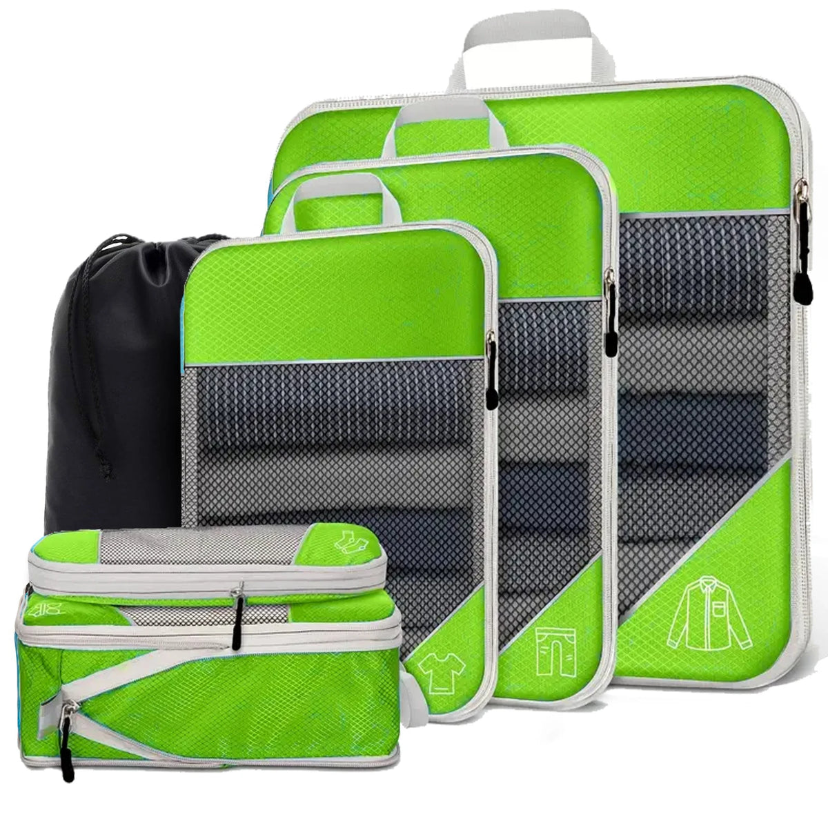 6-Piece Compression Packing Cube Set with Shoe Bag – product image 15