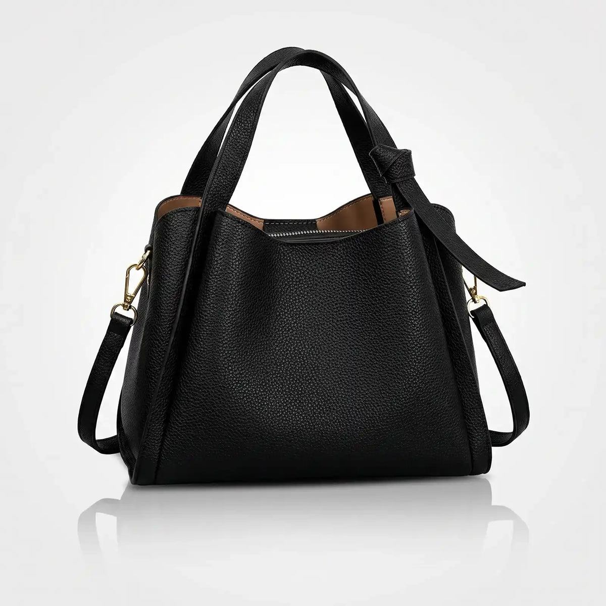 Bolso de hombro tipo cubo de cuero sintético suave