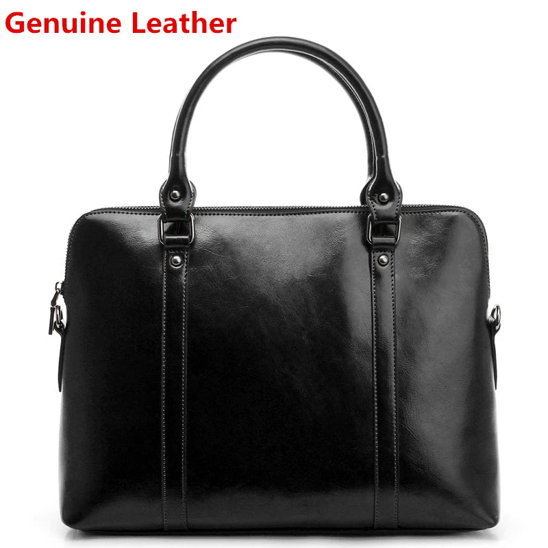 New 100% Genuine Leather Briefcase For Woman 14 15.6 inch Laptop Bag Women's Business Tote Office Ladies Shoulder Messenger Bags