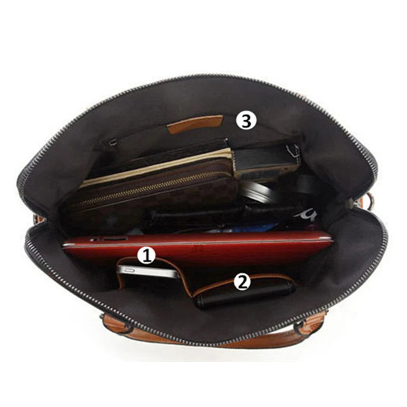 New 100% Genuine Leather Briefcase For Woman 14 15.6 inch Laptop Bag Women's Business Tote Office Ladies Shoulder Messenger Bags