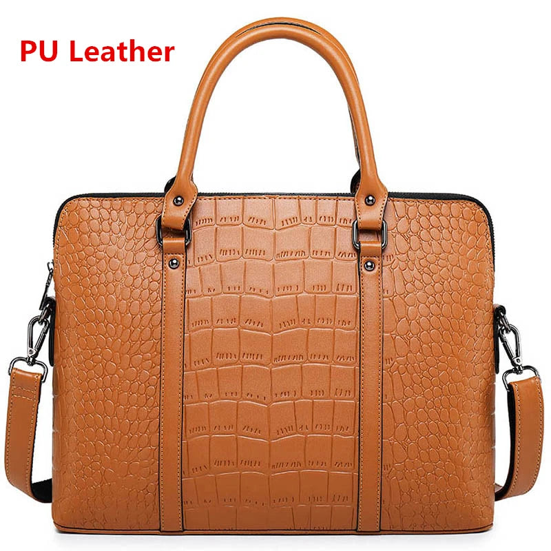 New 100% Genuine Leather Briefcase For Woman 14 15.6 inch Laptop Bag Women's Business Tote Office Ladies Shoulder Messenger Bags