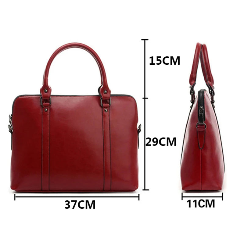 New 100% Genuine Leather Briefcase For Woman 14 15.6 inch Laptop Bag Women's Business Tote Office Ladies Shoulder Messenger Bags