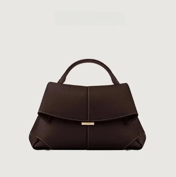 Genuine Leather Pleated Tote Bag for Women