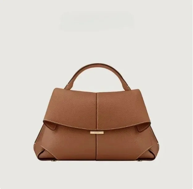 Genuine Leather Pleated Tote Bag for Women