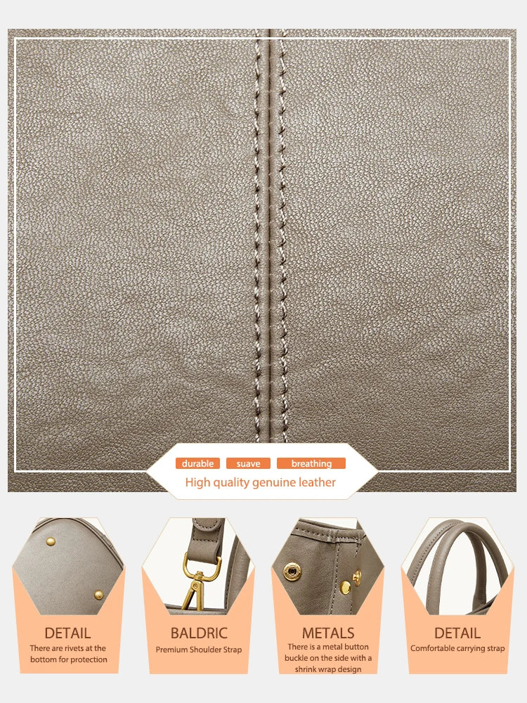 ZENCY Genuine Leather Vintage Work Tote Bag