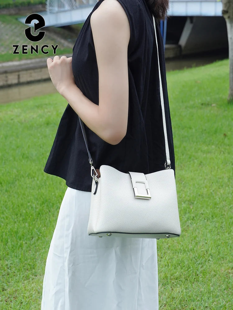 Zency Genuine Leather Bucket Shoulder Bag