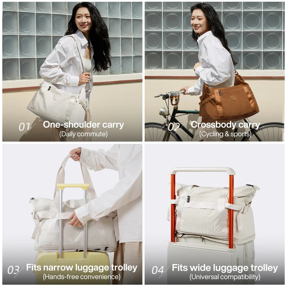 Mixi Large Expandable Travel Tote Bag for Women Waterproof Lightweight Carry On Weekender Bag with Shoes Compartment M3022
