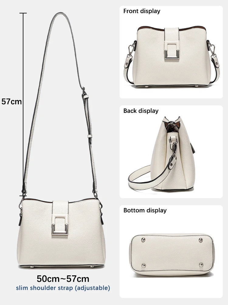 Zency Genuine Leather Bucket Shoulder Bag