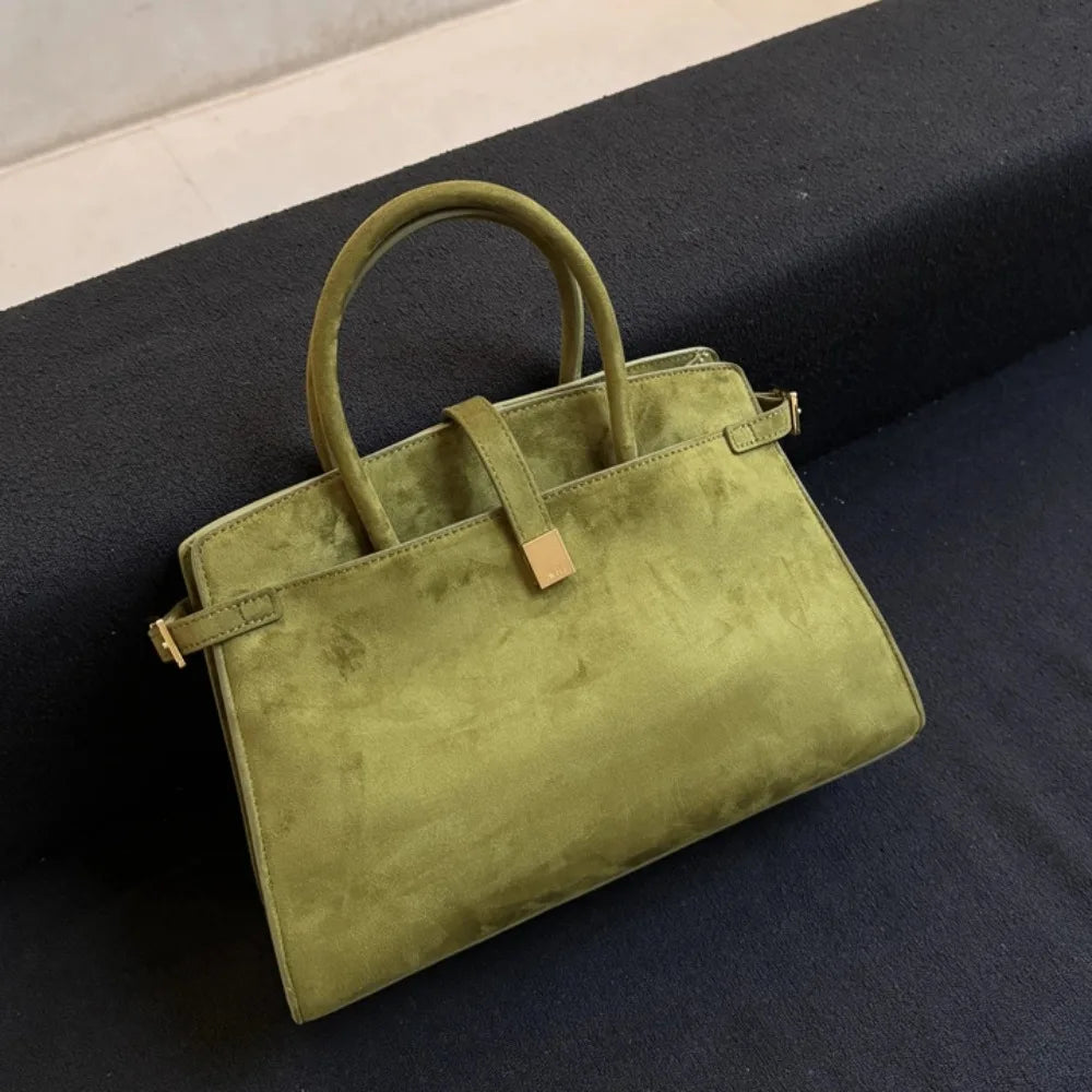 2026JW PEI Saige Briefcase in Faux Suede, Large Capacity Work Tote & Crossbody Bag for Women, Retro Multi-Functional Commuter