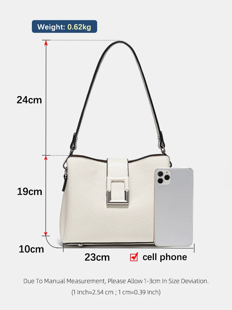 Zency Genuine Leather Bucket Shoulder Bag