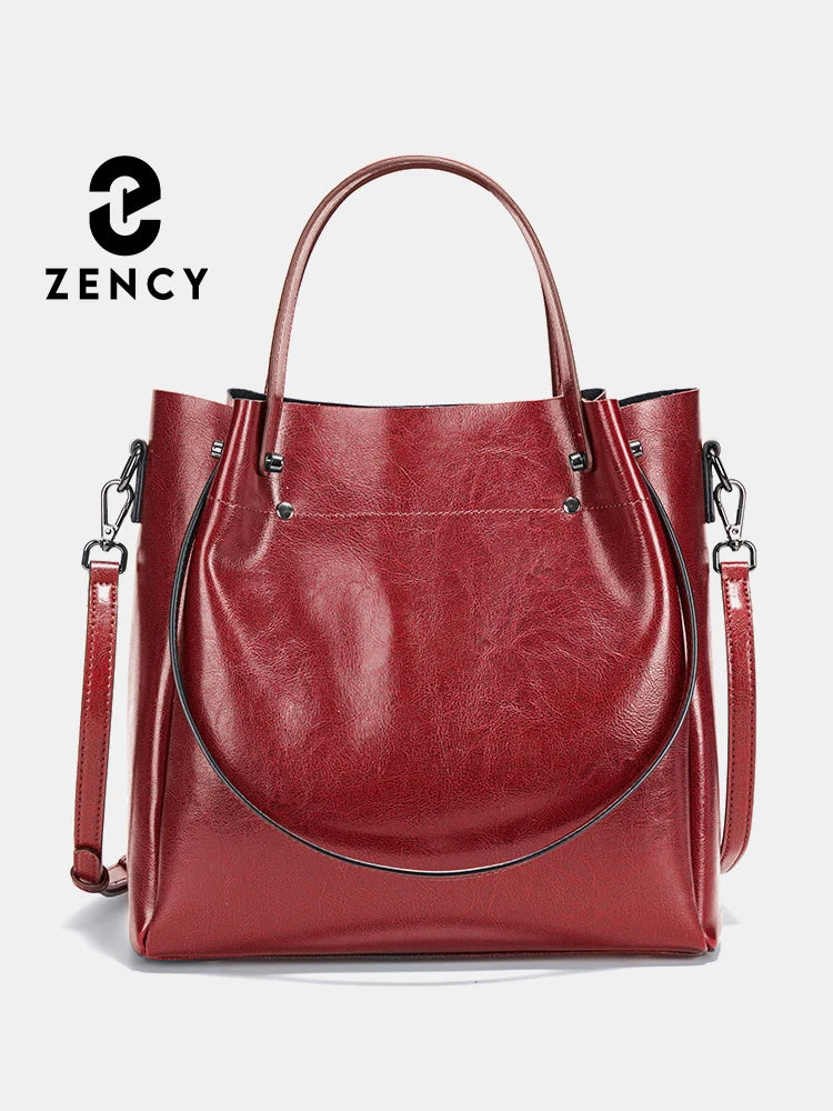 Zency Genuine Leather Luxury Convertible Tote Bag