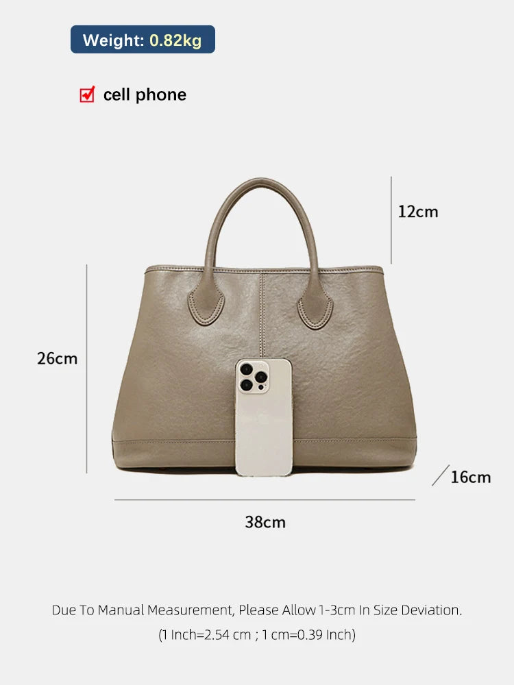 ZENCY Genuine Leather Vintage Work Tote Bag