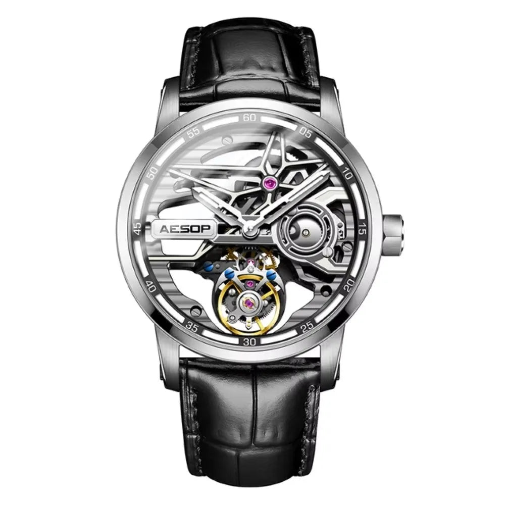 AESOP Tourbillon Skeleton Watch – Luxury Men's Mechanical Timepiece Smash Price Shop Men's Watch