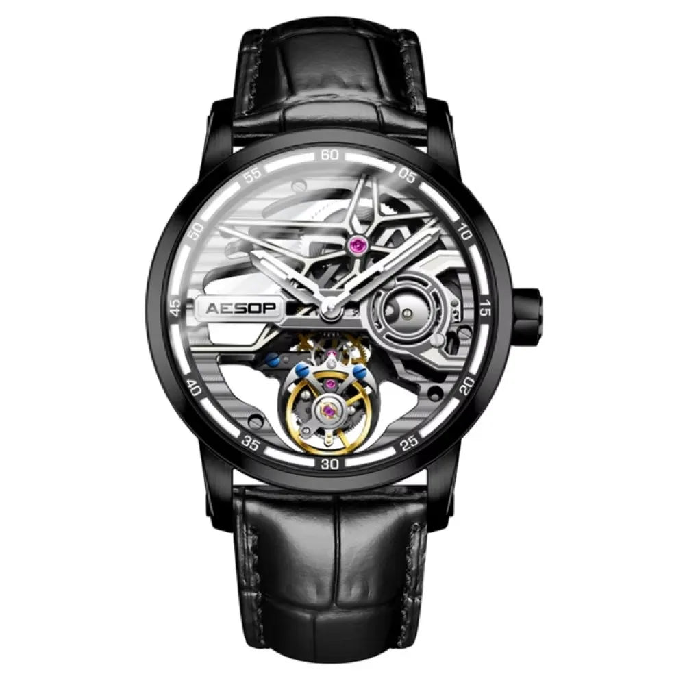AESOP Tourbillon Skeleton Watch – Luxury Men's Mechanical Timepiece Smash Price Shop Men's Watch
