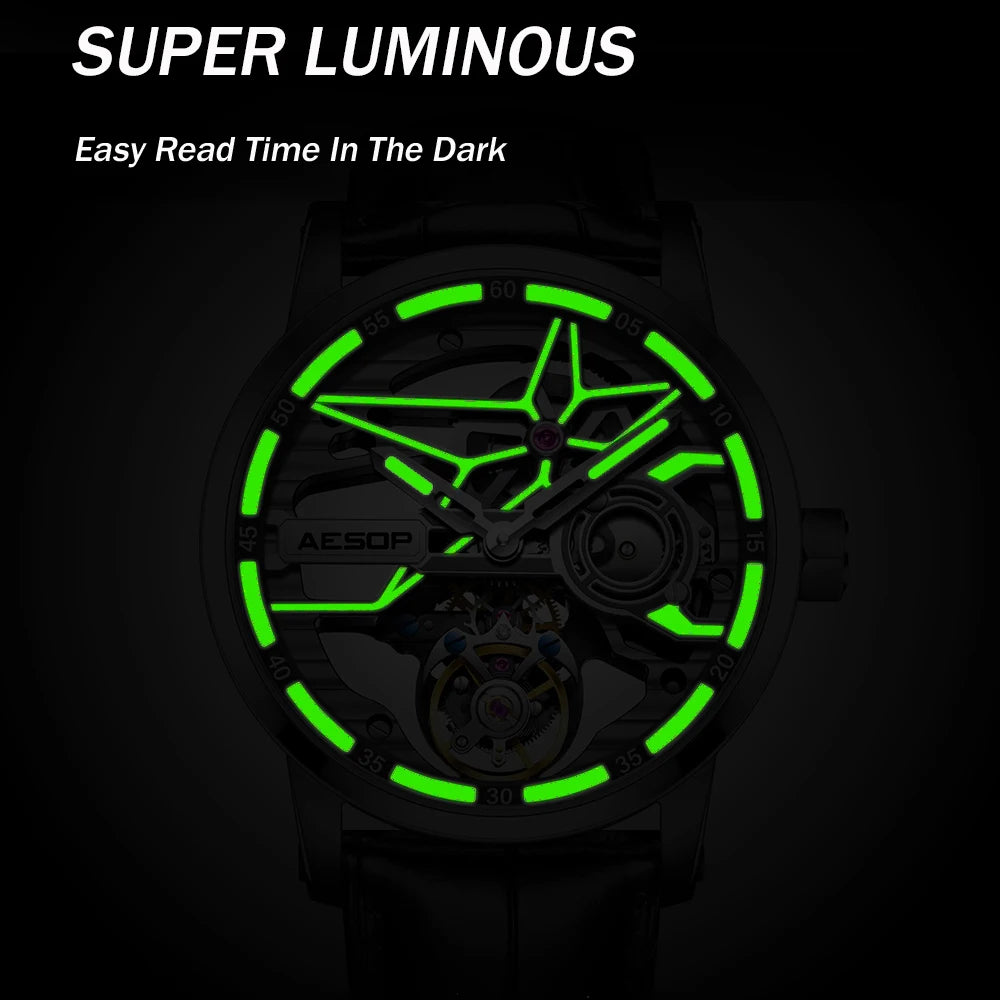 AESOP Tourbillon Skeleton Watch – Luxury Men's Mechanical Timepiece Smash Price Shop Men's Watch