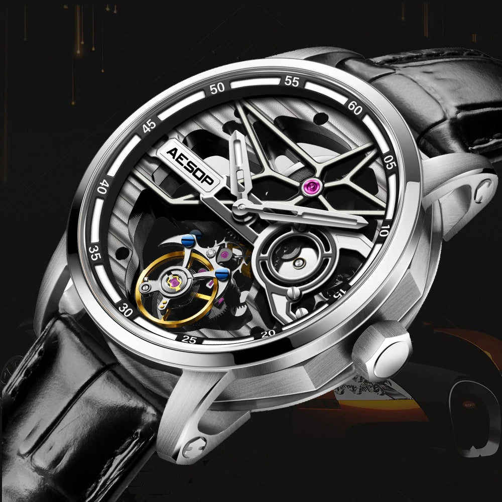 AESOP Tourbillon Skeleton Watch – Luxury Men's Mechanical Timepiece