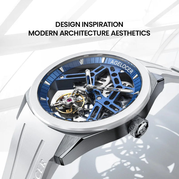 AGELOCER 9104W10-R Tourbillon Men’s Mechanical Watch – Sapphire Ceramic Bezel