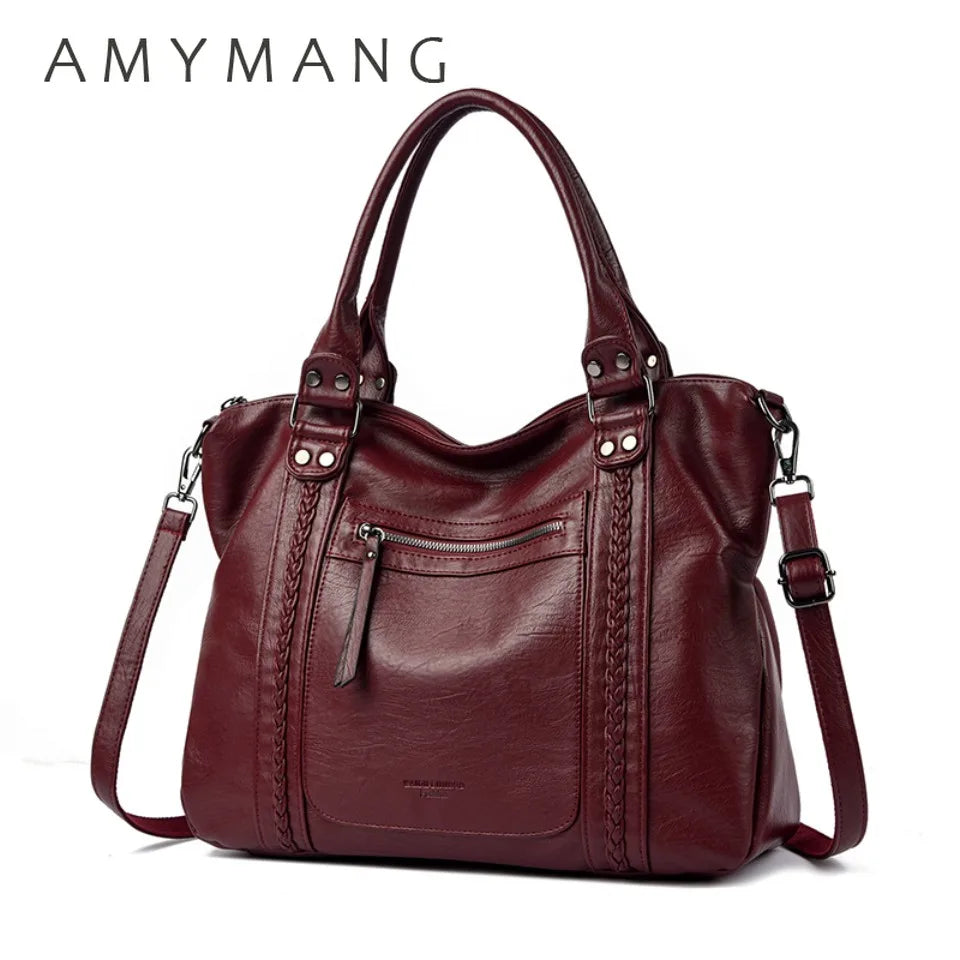 AMYMANG Soft Vegan Leather Crossbody Tote – lifestyle image 4