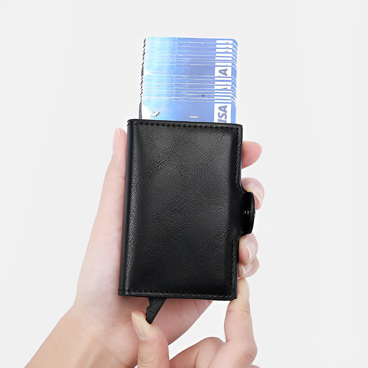 Antitheft Business Carbon Fiber Anti Rfid Credit Bank Card Holder Case 12 Cards with Hasp Men Double Metal Box Cardholder Wallet Smash Price Shop