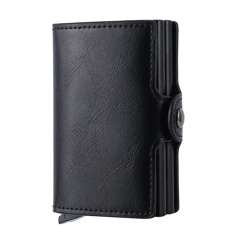 Antitheft Business Carbon Fiber Anti Rfid Credit Bank Card Holder Case 12 Cards with Hasp Men Double Metal Box Cardholder Wallet Smash Price Shop