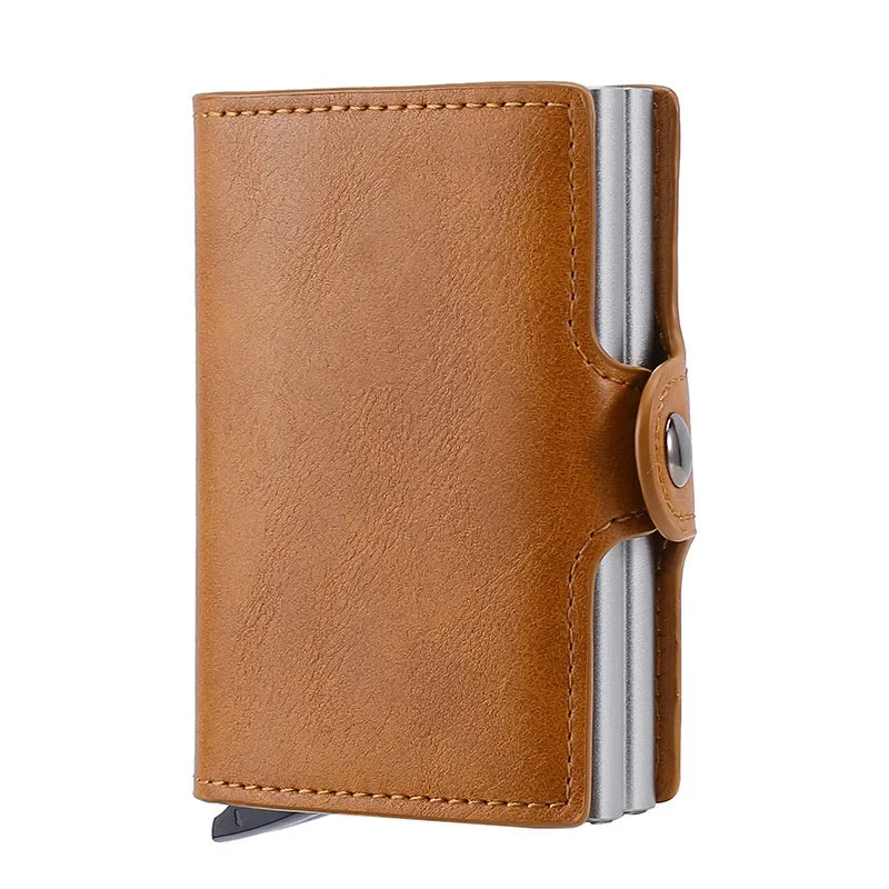 Antitheft Business Carbon Fiber Anti Rfid Credit Bank Card Holder Case 12 Cards with Hasp Men Double Metal Box Cardholder Wallet Smash Price Shop
