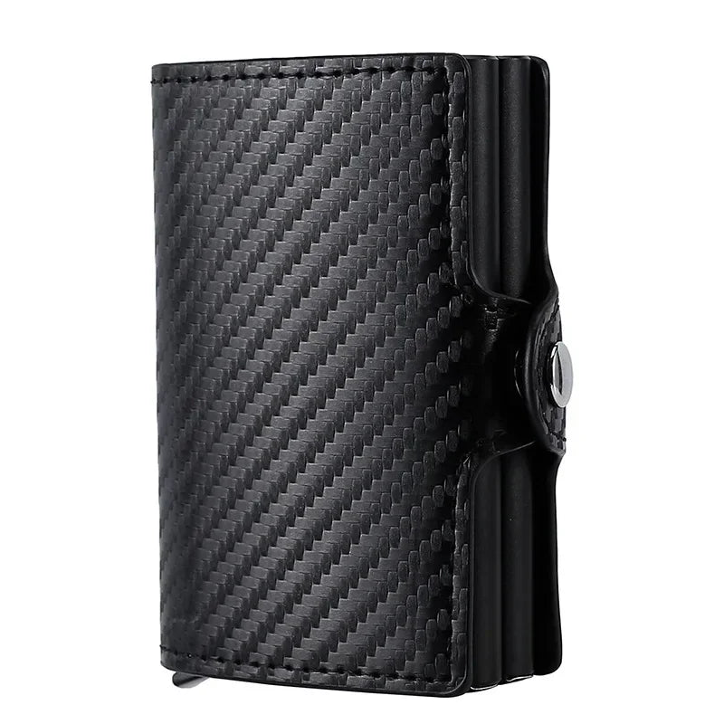 Antitheft Business Carbon Fiber Anti Rfid Credit Bank Card Holder Case 12 Cards with Hasp Men Double Metal Box Cardholder Wallet Smash Price Shop