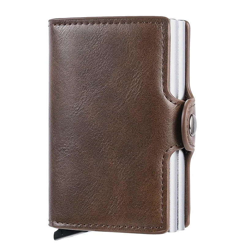 Antitheft Business Carbon Fiber Anti Rfid Credit Bank Card Holder Case 12 Cards with Hasp Men Double Metal Box Cardholder Wallet Smash Price Shop