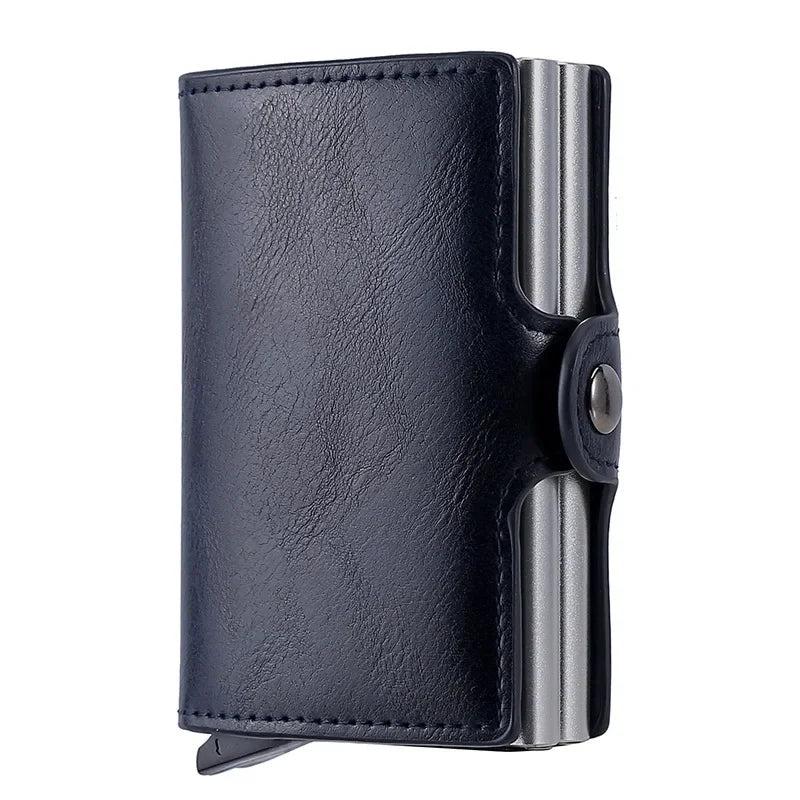 Antitheft Business Carbon Fiber Anti Rfid Credit Bank Card Holder Case 12 Cards with Hasp Men Double Metal Box Cardholder Wallet Smash Price Shop