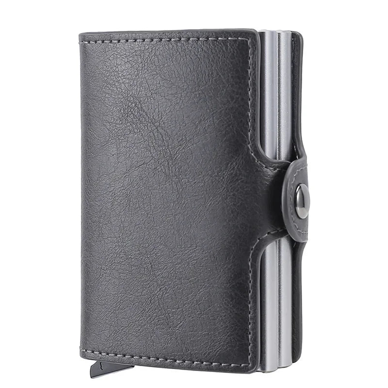 Antitheft Business Carbon Fiber Anti Rfid Credit Bank Card Holder Case 12 Cards with Hasp Men Double Metal Box Cardholder Wallet Smash Price Shop