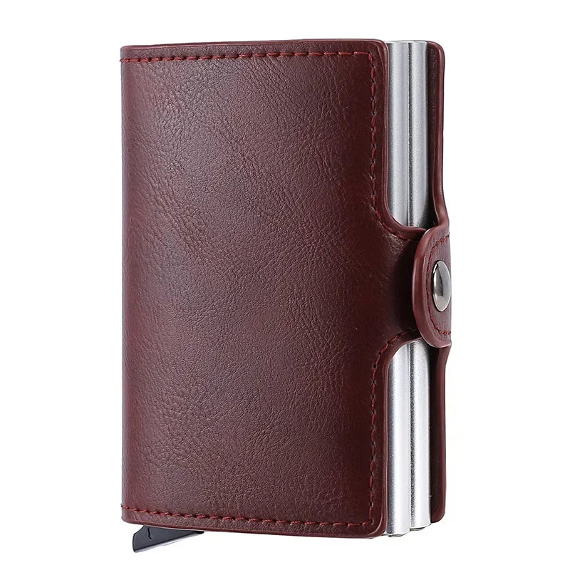 Antitheft Business Carbon Fiber Anti Rfid Credit Bank Card Holder Case 12 Cards with Hasp Men Double Metal Box Cardholder Wallet Smash Price Shop