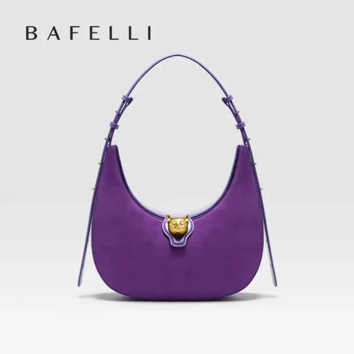 BAFELLI Cat Series Genuine Leather Hobo Shoulder Bag in PURPLE(GOLD METAL – product image 10