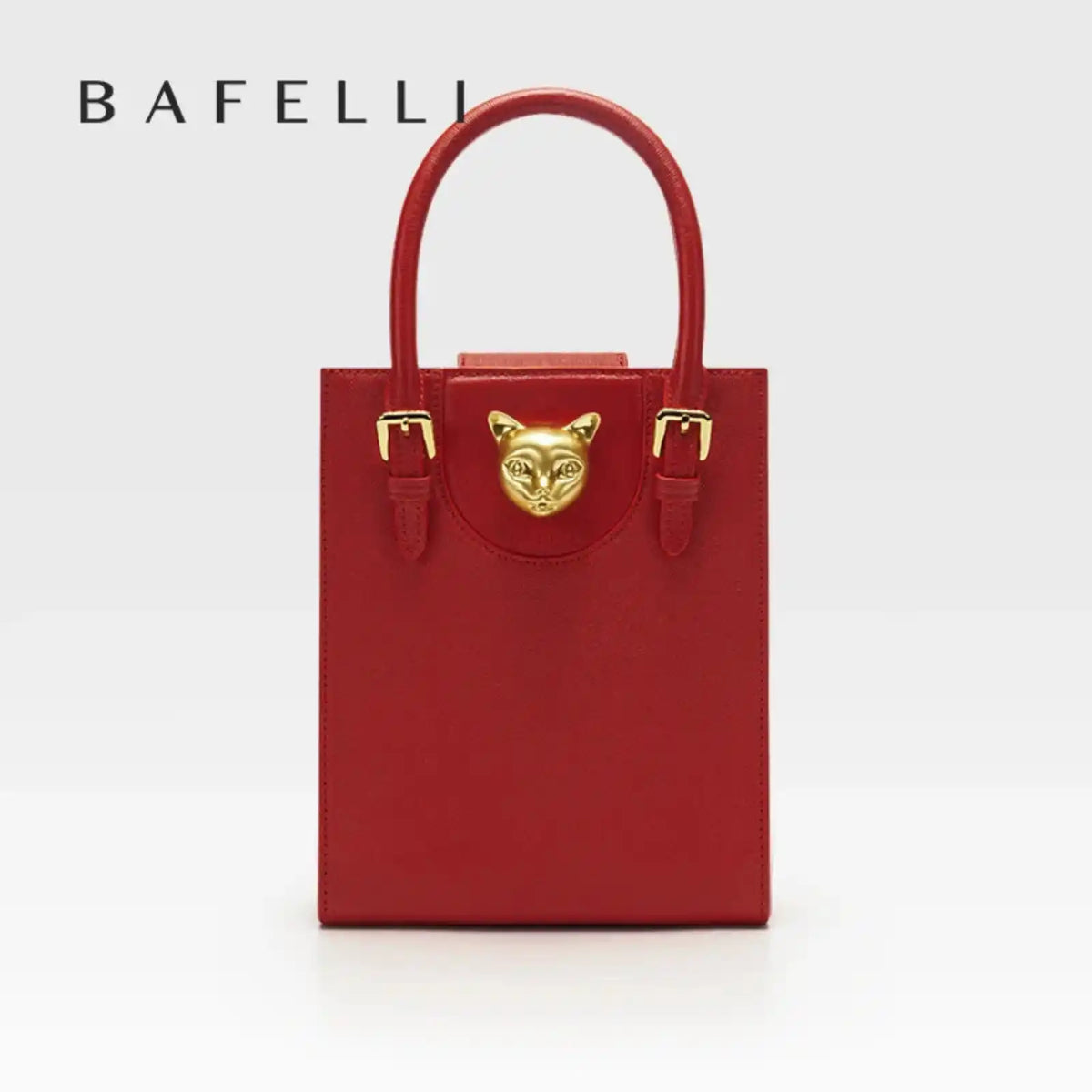 BAFELLI Genuine Leather Mini Tote Crossbody Bag in RED – product image 8