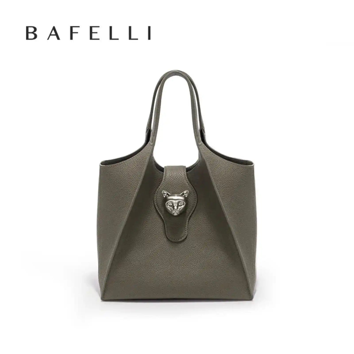 BAFELLI Genuine Leather Small Tote Bag in GRAY – product image 7