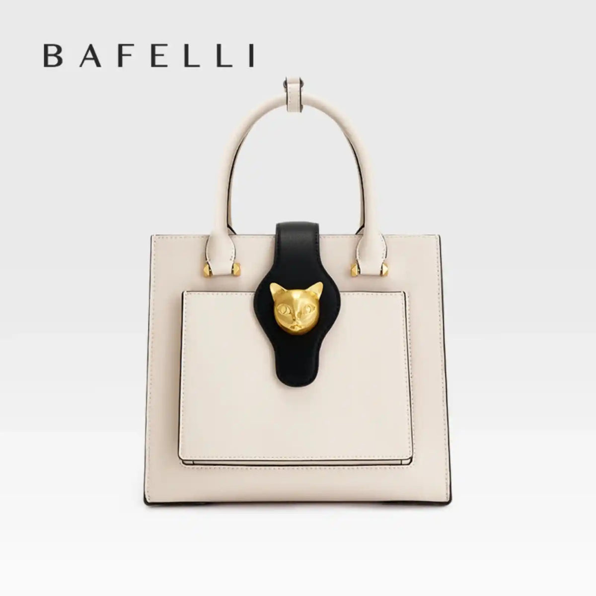 BAFELLI Structured Genuine Leather Shoulder Bag in BEIGE – product image 7
