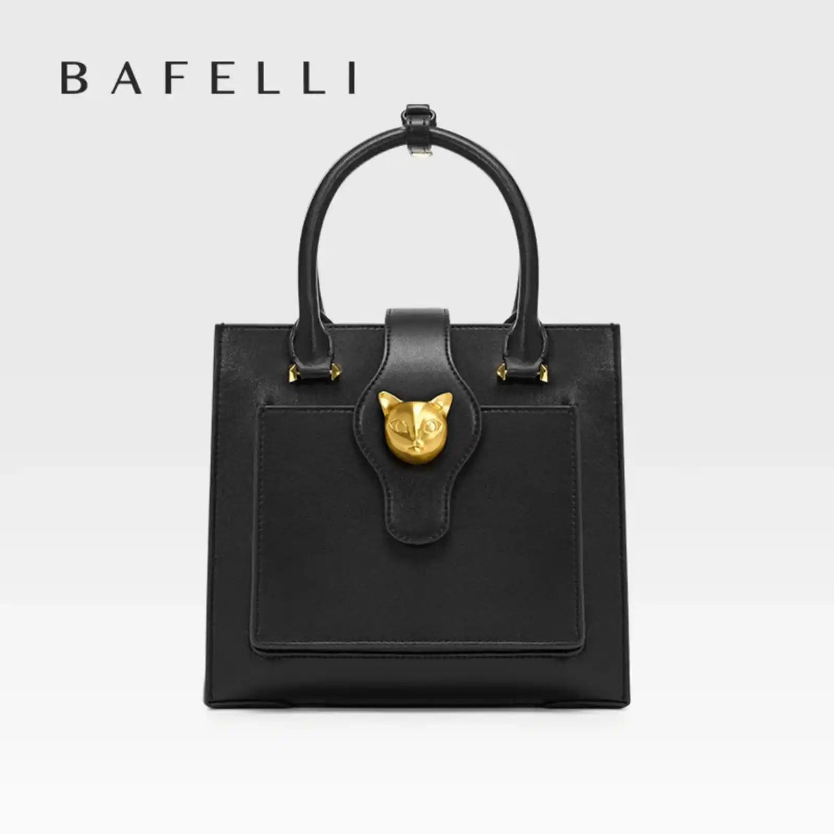 BAFELLI Structured Genuine Leather Shoulder Bag in BLACK – product image 8