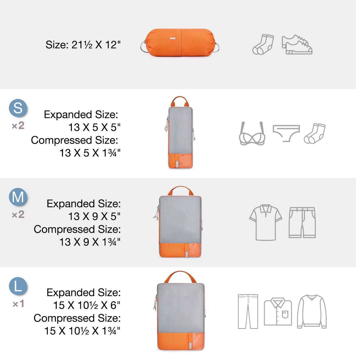 BAGSMART Compression Packing Cubes Travel Organizer Set – product image 5