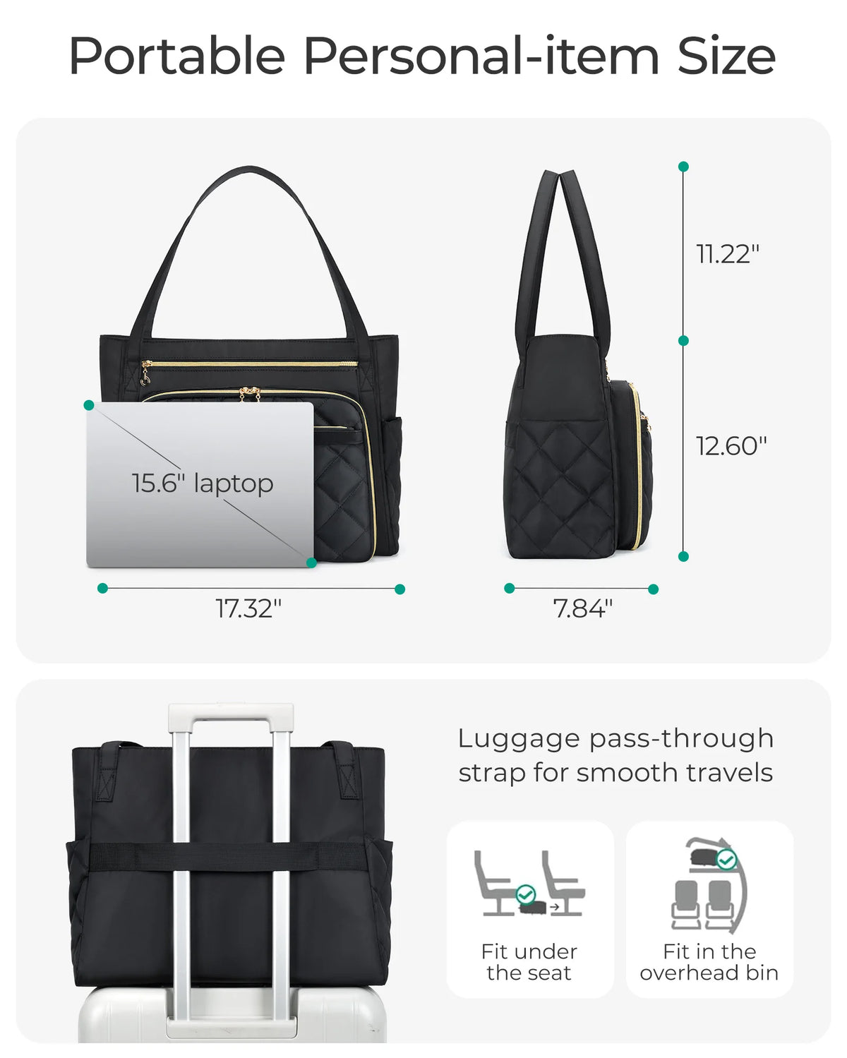 BAGSMART Quilted 15.6-Inch Laptop Tote – product image 9