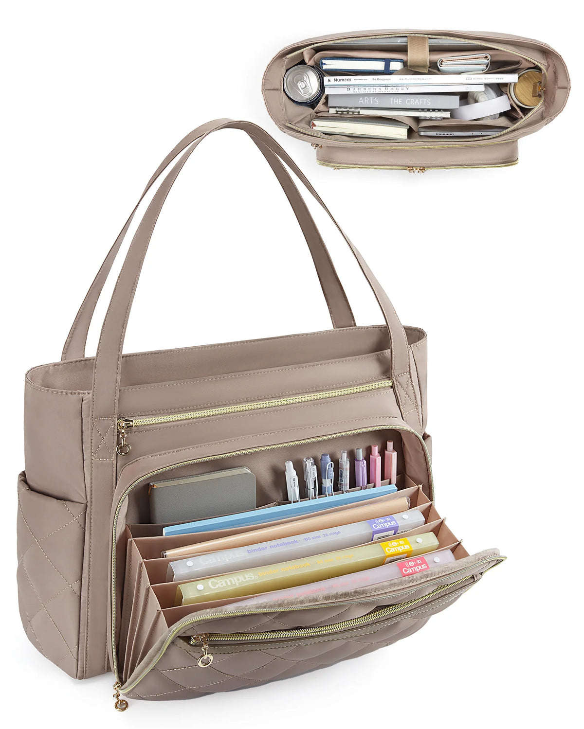 BAGSMART Quilted 15.6-Inch Laptop Tote in Brown / China Mainland – product image 11
