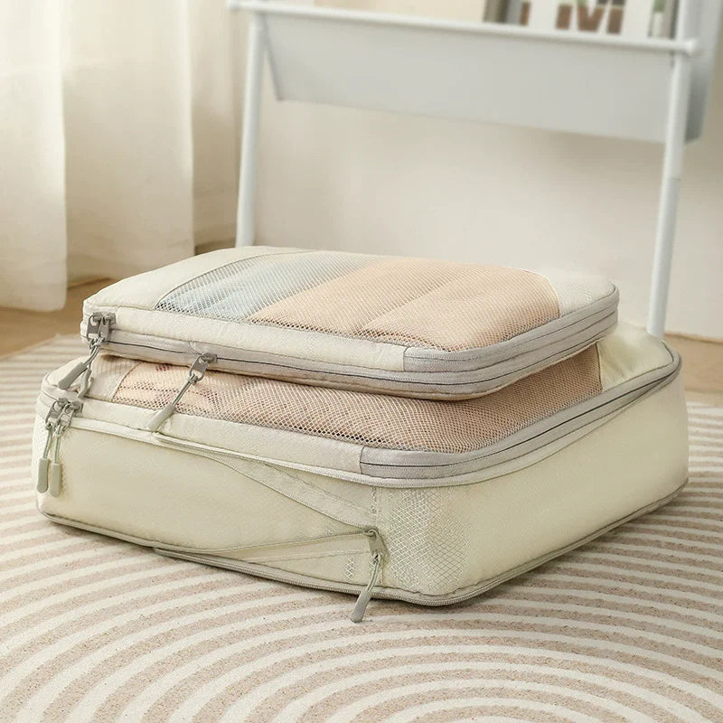Beige 5-Piece Compression Packing Cube Set – product image 2