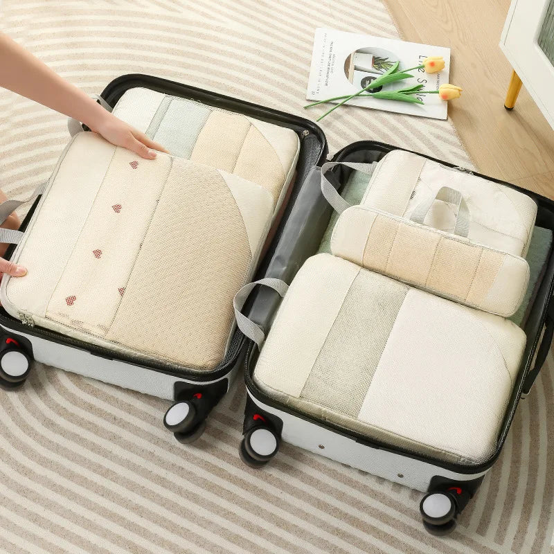 Beige 5-Piece Compression Packing Cube Set – product image 4