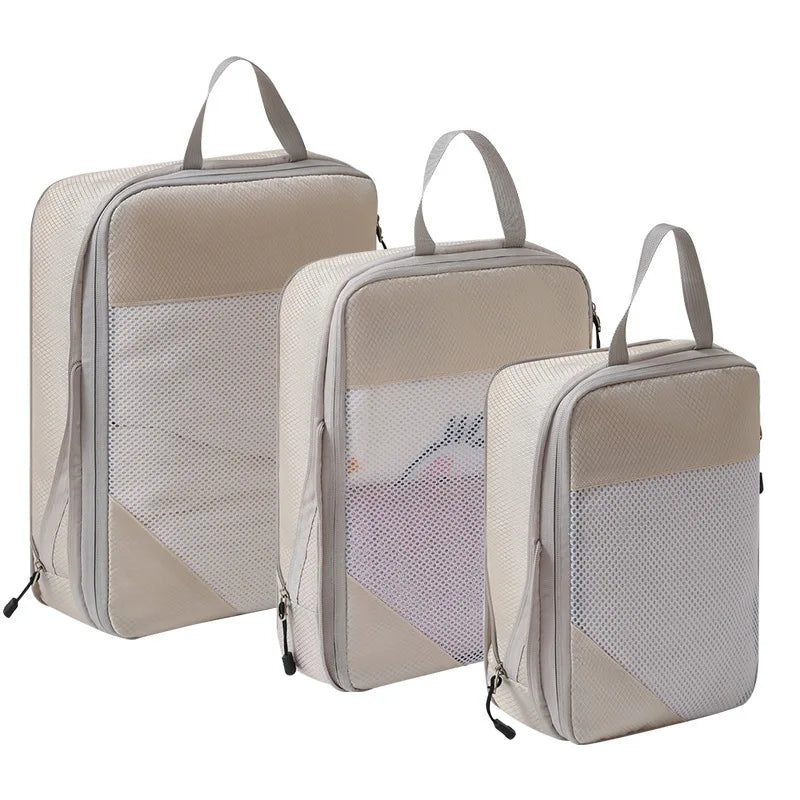 Beige 5-Piece Compression Packing Cube Set – product image 7