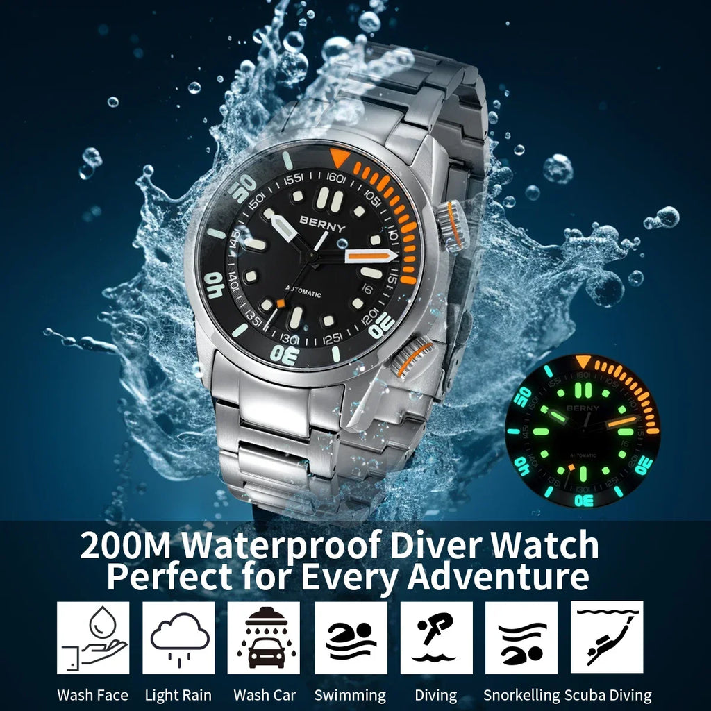 BERNY AM339M Dive Watch – 200M Waterproof Automatic Watch