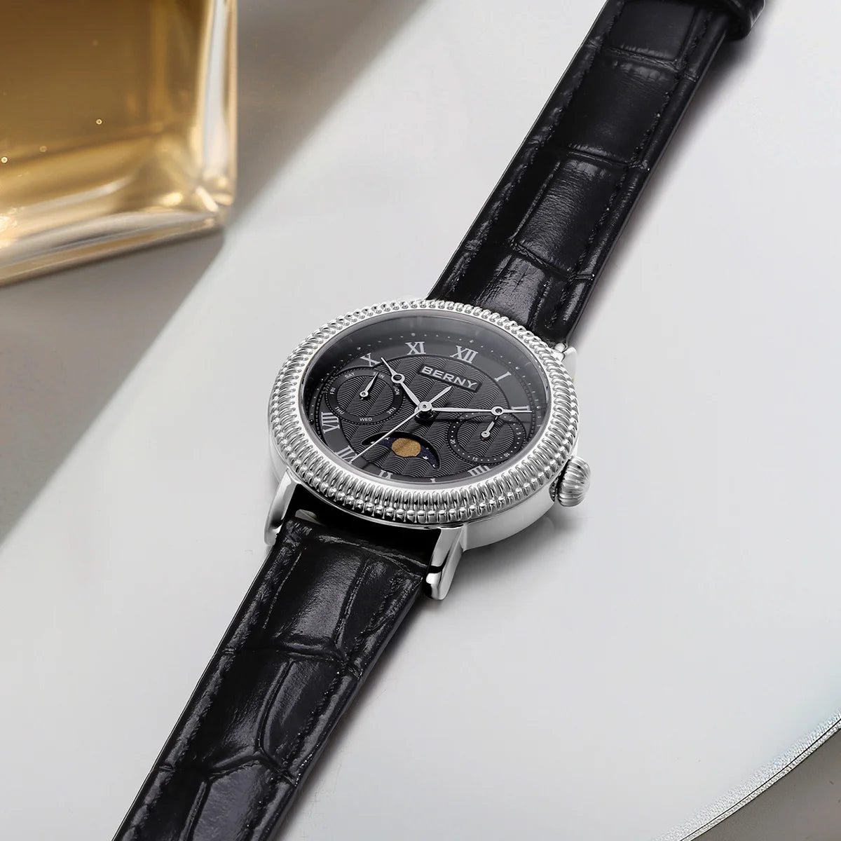 BERNY Moon Phase Women's Quartz Watch – Gold Dress Style