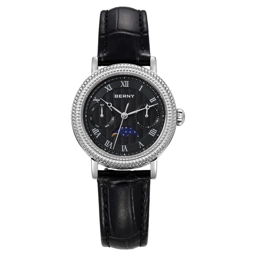 BERNY Moon Phase Women's Quartz Watch – Gold Dress Style